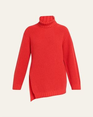 Giorgio Armani Ribbed Cashmere Turtleneck Sweater - Red