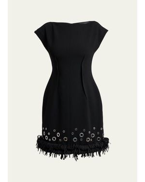 Proenza Schouler Grazziela Grommet Embellished Fringed Mini Dress - Black
