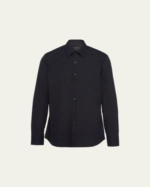 Prada Classic Stretch Poplin Sport Shirt - Blue