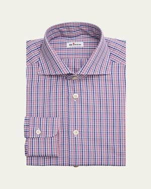 Kiton Graph Check Cotton Dress Shirt - Purple