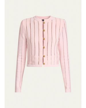 Balmain Buttoned Flechage Openwork Cardigan - Pink