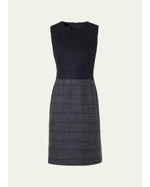Akris Prince Of Whales Wool Double-Face Sleeveless Dress - Blue