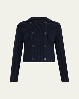Vince Double-Breasted Sweater Jacket - Blue