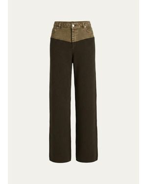 SER.O.YA Chani Ribbed Straight-Leg Pants - Multicolor