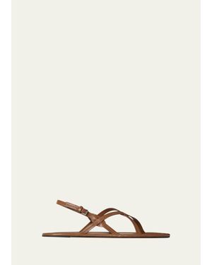 The Row Malick Strappy Leather Sandals - Natural