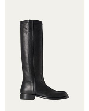 The Row Nobilis Leather Knee-High Riding Boots - Black