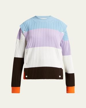 Setchu Detachable Ribbed Button Sweater - White