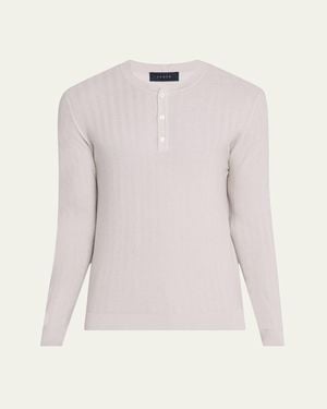 Sease Herringbone Henley Sweater - Pink