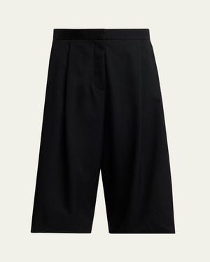 The Row Kalyan Wide-Leg Wool Gabardine Shorts - Black