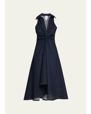 Cinq À Sept Sherri Twist-Front Denim Dress - Blue