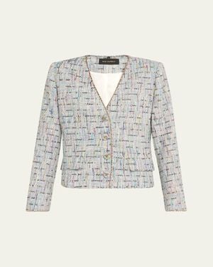 Kobi Halperin Lily Metallic-Trim Tweed Jacket - Gray