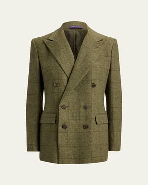 Ralph Lauren Herringbone Double-Breasted Blazer - Green