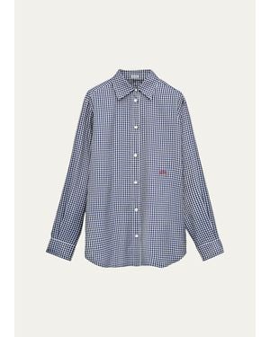 Loewe Gingham Button-Front Shirt - Blue
