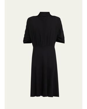 The Row Emmeline Short-Sleeve Silk Midi Dress - Black