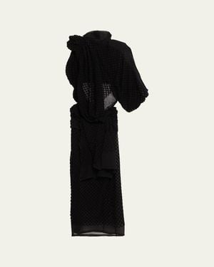 DIOTIMA Mayor Draped Open-Back Silk Midi Dress - Black