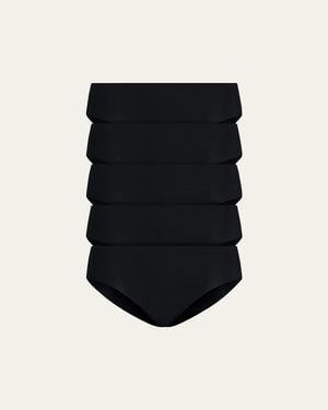 Commando Classic Low-Rise Microfiber Bikini Briefs, Pack Of 5 - Black
