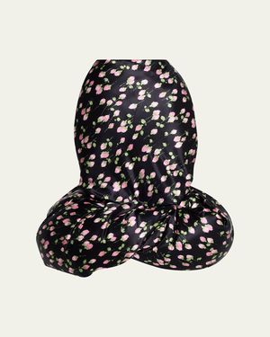 Marc Jacobs Rose Print Satin Bubble Hem Skirt - Black