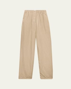 Prada Drawstring Cotton-Linen Pants - Natural