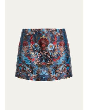 Alice + Olivia Mace High-Rise Jacquard Mini Skort - Blue