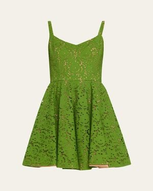 Michael Kors Broderie Anglaise Bustier Mini Dress - Green