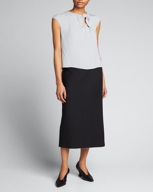 Giorgio Armani Knot Keyhole Silk Blouse - White