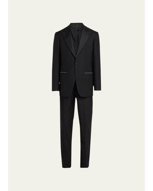 Cesare Attolini 150S Wool Grosgrain Tuxedo - Black