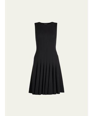 Akris Sleeveless Zip-Front Seamed A-Line Dress - Black