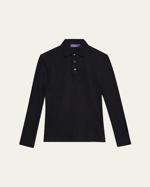 Ralph Lauren Cotton And Cashmere Long-Sleeve Polo Shirt - Blue