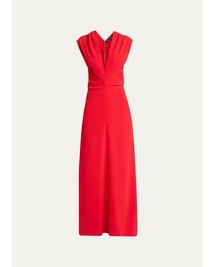 Proenza Schouler Geraldine Plunging Gathered-Shoulder Sleeveless Maxi Dress