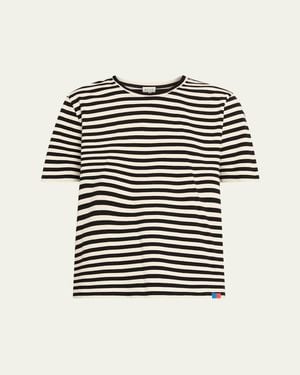 Kule The Modern Cotton Stripe Long-Sleeve Turtleneck T-Shirt - Black