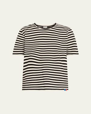 Kule The Modern Cotton Stripe Long-Sleeve Turtleneck T-Shirt - Black
