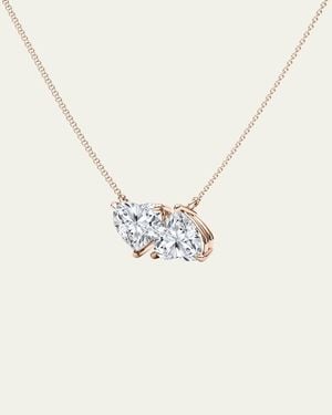 HauteCarat 18K Heart Shape Lab Grown Diamond Twin Necklace - White