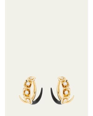 Nikos Koulis Look 18K Diamond And Enamel Hoop Earrings - Natural
