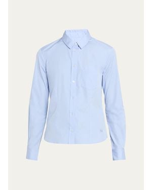 High Sport Cotton Woven Poplin Button-Down Shirt - Blue