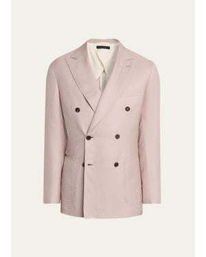 Brioni Soffio Cashmere Double-Breasted Jacket - Pink