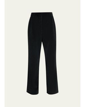 The Row Adler Corduroy Pleated Relaxed-Leg Pants - Black