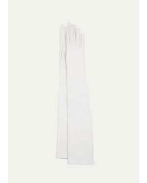 Michael Kors Long Leather Gloves - White