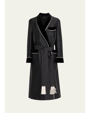 Tom Ford Polka Dot Silk Robe - Black