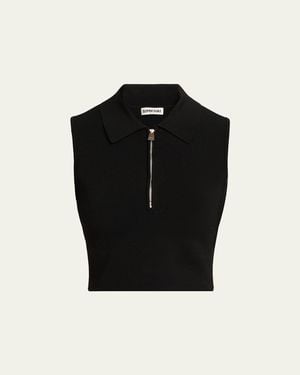 Jonathan Simkhai Tatum Sleeveless Half-Zip Top - Black