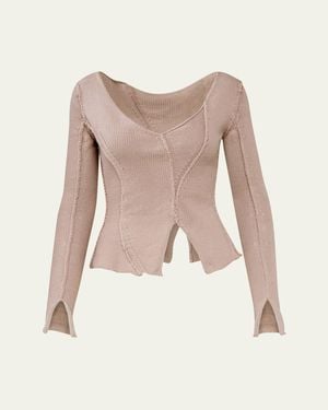 AISLING CAMPS Eddy V-Neck Exposed Seam Sweater - Natural