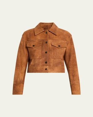 Jonathan Simkhai Grafton Cropped Suede Jacket - Brown