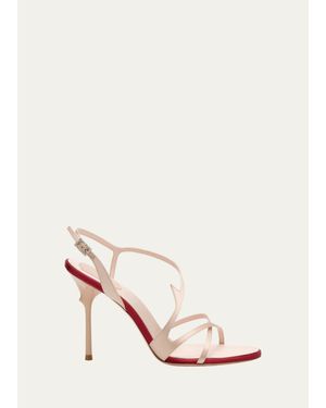 Roger Vivier 100Mm Epine Satin Asymmetric Crisscross Sandals - Pink