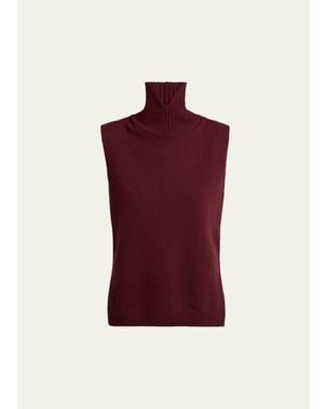 Jil Sander High-Neck Split Hem Gilet - Red