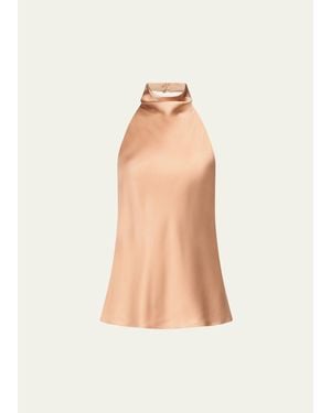 Twp Flowy Silk Halter Top - Natural