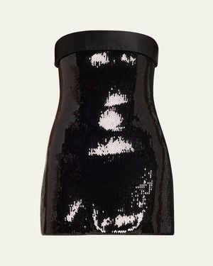 Sergio Hudson Strapless Sequined Mini Dress - Black