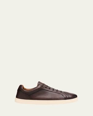 Bergdorf Goodman Soft Leather Low-Top Sneakers - Brown