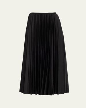 Jason Wu Pleated Crepe Satin Midi Skirt - Black