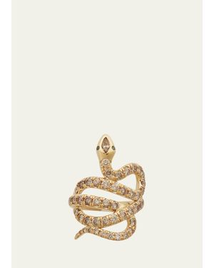 Ileana Makri 18K Diamond Pave Coiled Snake Ring - Natural