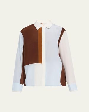 SIR. Marais Button-Front Silk Shirt - White
