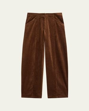 Theory Front-Seam Micro Corduroy Pants - Brown